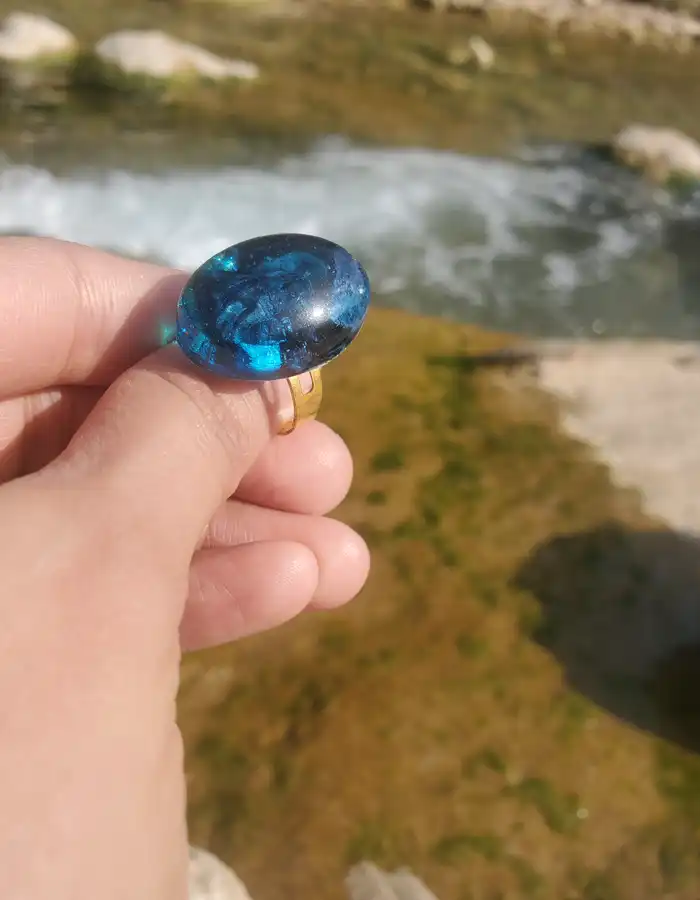 Handcrafted Resin Ring - Sapphire 004