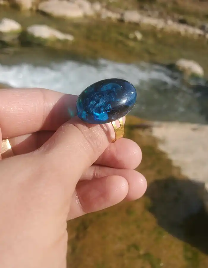 Handcrafted Resin Ring - Sapphire 005