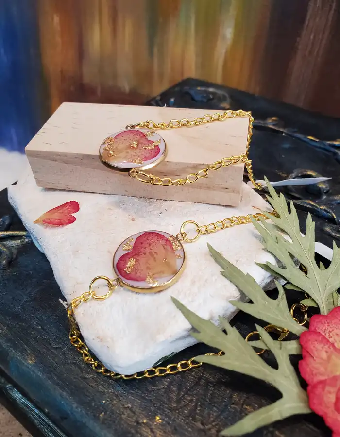 Handmade Resin Bracelet - Golden Garden 001