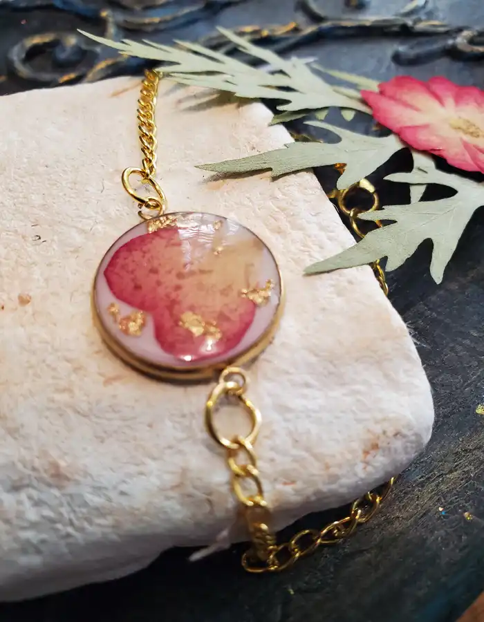 Handmade Resin Bracelet - Golden Garden 003