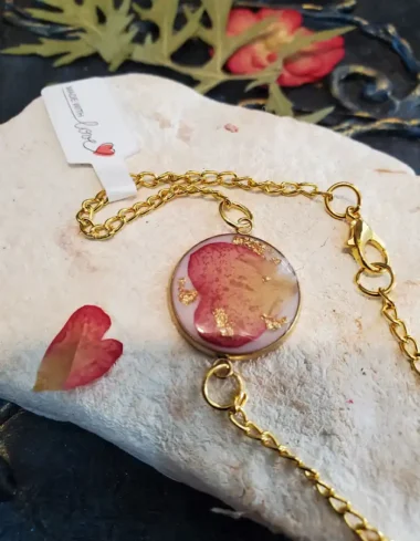 Handmade Resin Bracelet - Golden Garden