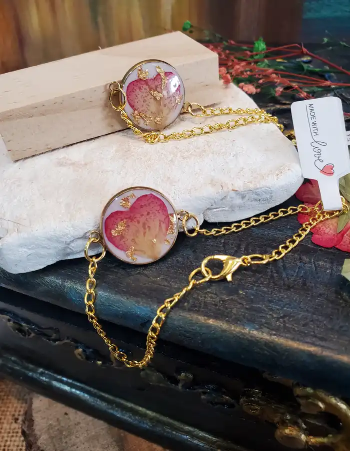 Handmade Resin Bracelet - Golden Garden 005