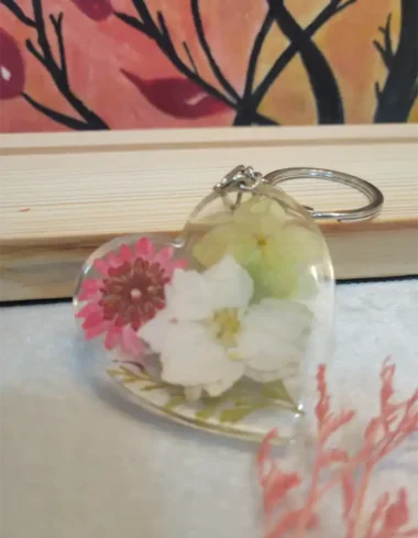 Heart Shaped Resin Keychain - Botani Charm