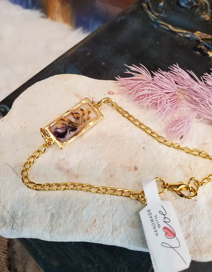 Rectangle Resin Bracelet - Song of Spring 005 Rectangle Resin Bracelet - Fairy Nest