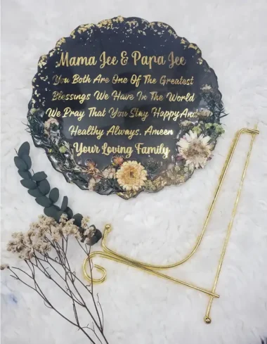 Resin Botanical Plaque With Stand - Custom Color and Design