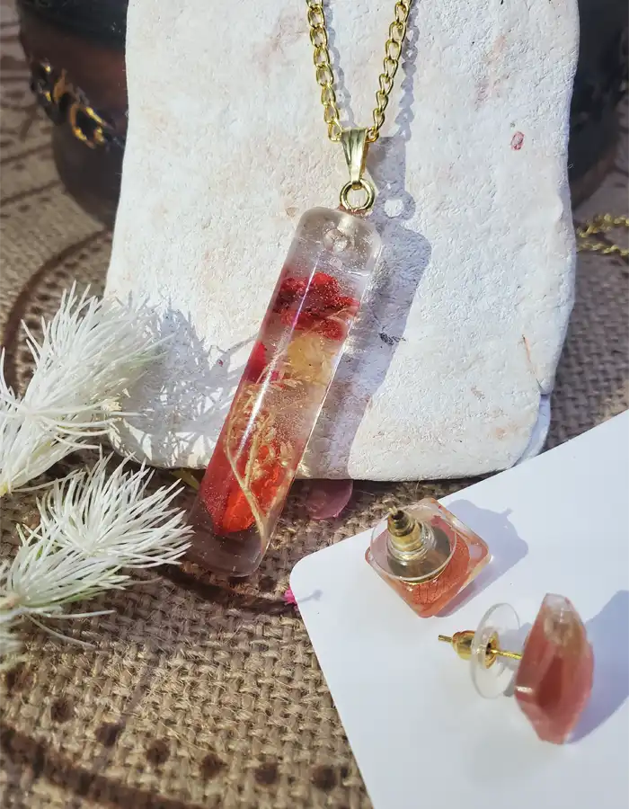 Funparey Resin Pendant & Earrings Set – Garden Trace 251213002