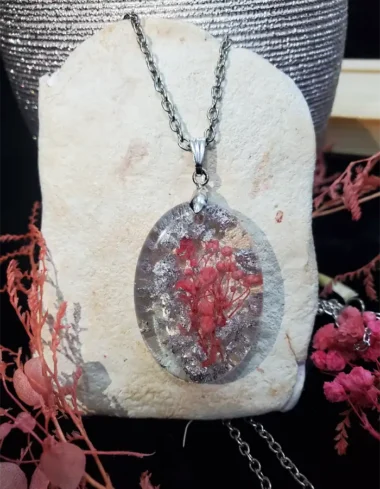 Hand Made Resin Pendant - Floral Lace