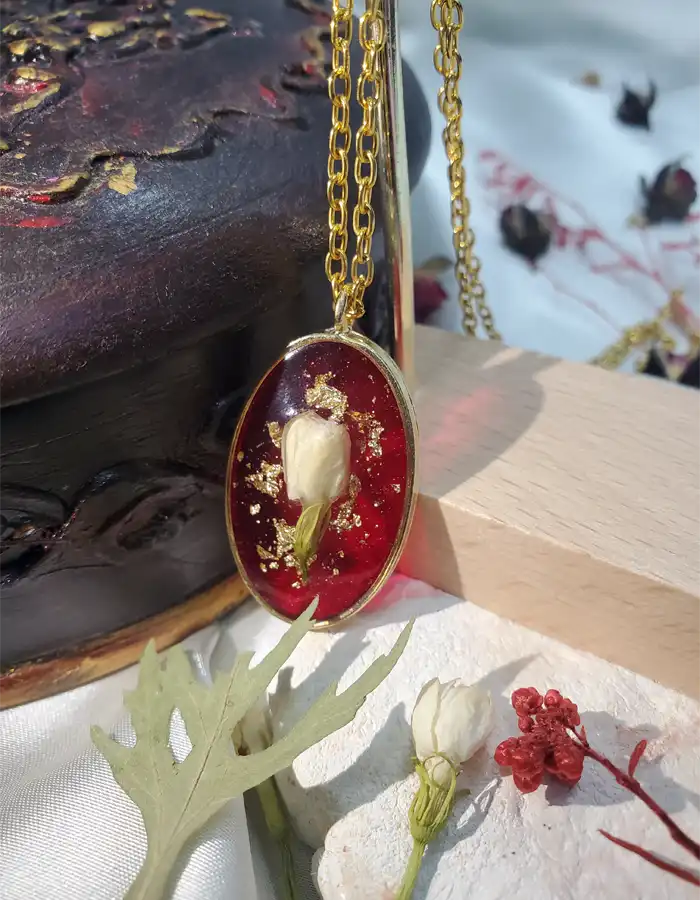 Hand Made Resin Pendant - Jasmine Bud 001