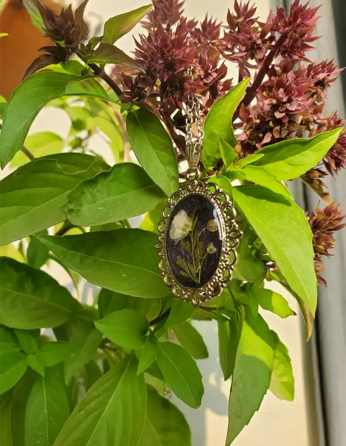 Handcrafted Resin Pendant - Midnight Petal 006