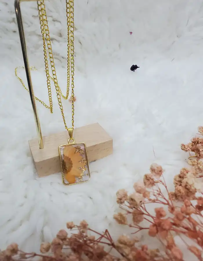 Rectangle Resin Pendant - FlameLeaf 001