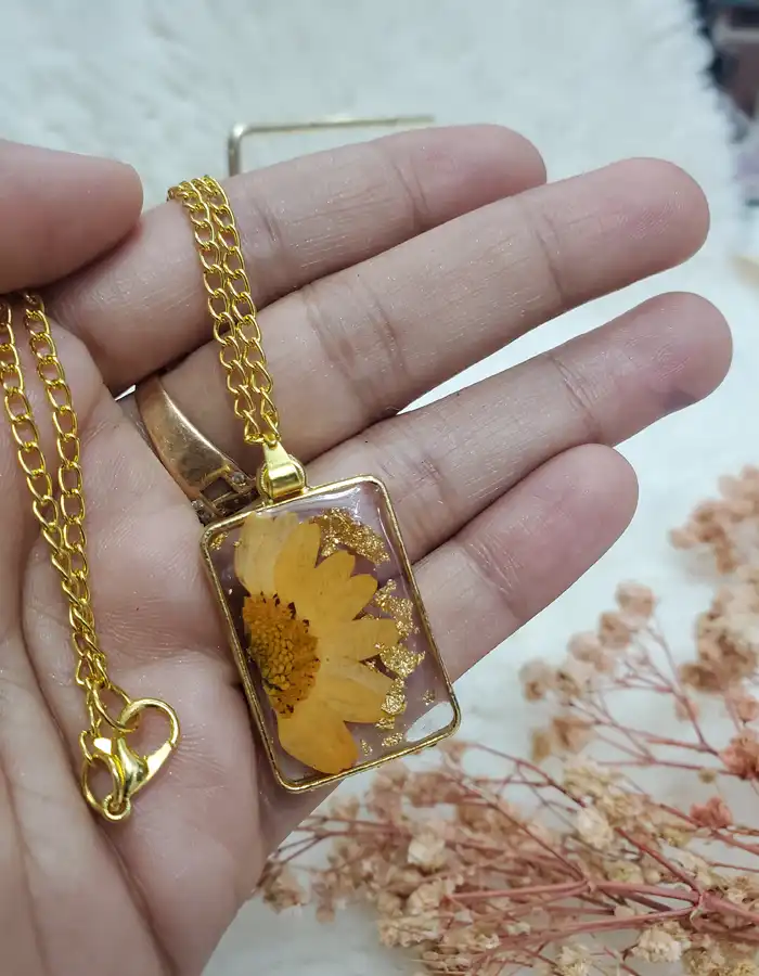 Rectangle Resin Pendant - FlameLeaf 003