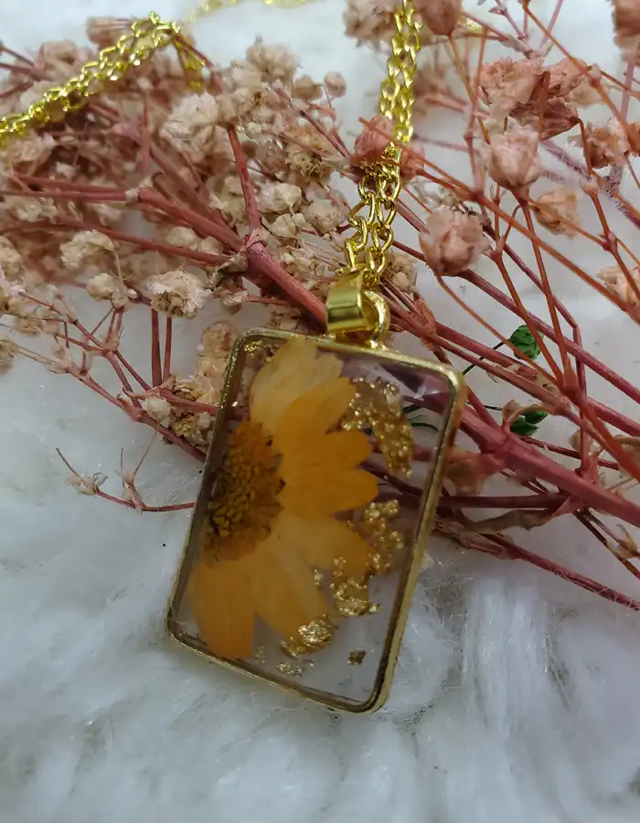 Rectangle Resin Pendant - FlameLeaf 004
