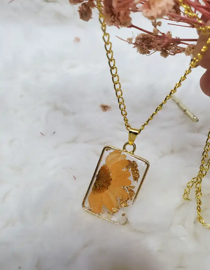 Rectangle Resin Pendant - FlameLeaf 005