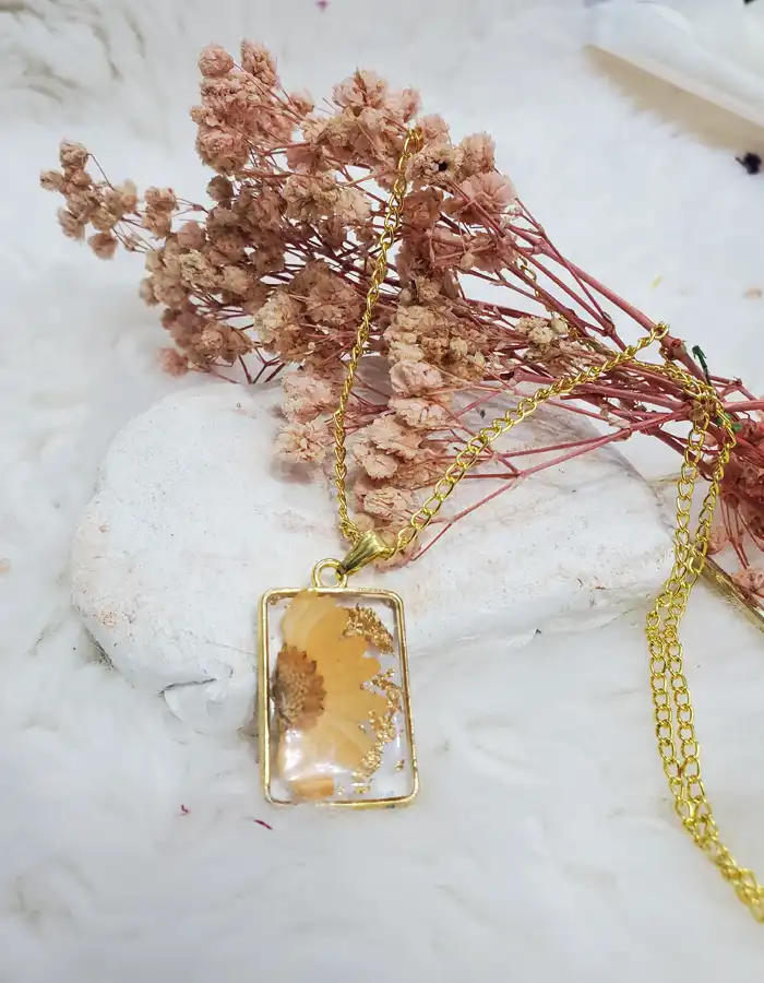 Rectangle Resin Pendant - FlameLeaf 006