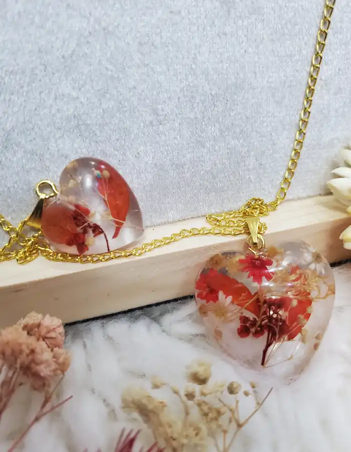 Resin Jewellery Set Earrings & Pendant 005