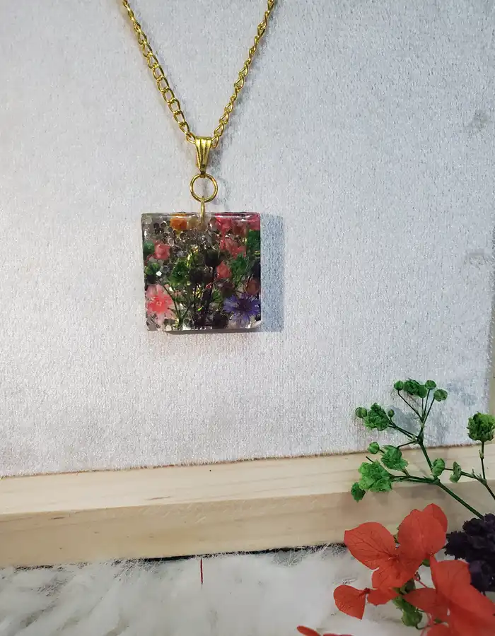 Square Resin Pendant - BlushNest 002
