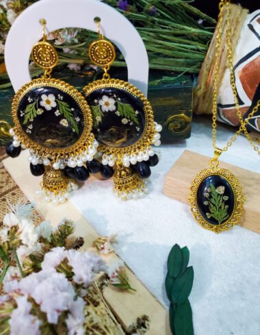 Sadaf-e-Naz Floral Pendant and Earrings Set
