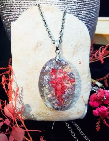 Pink Shrub Floral Lace Pendant
