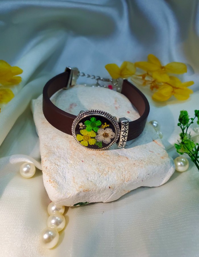 Wildflower-Charm-Leather-Strap-Bracelet-1