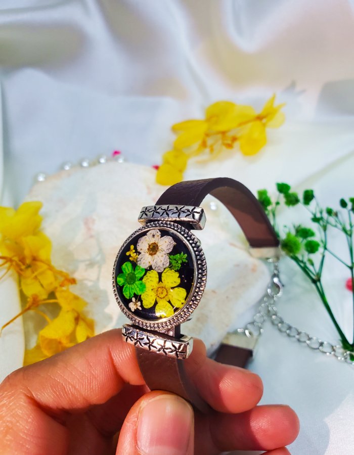 Wildflower-Charm-Leather-Strap-Bracelet-6
