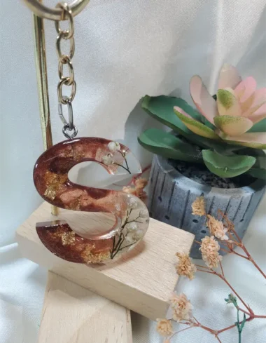 Floral Initial S Keychain