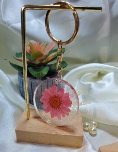 Pink Bloom Encased Keychain