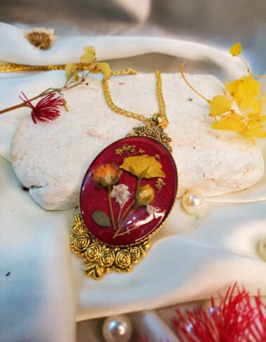 Ruh-e-Bahar Red Floral Pendant
