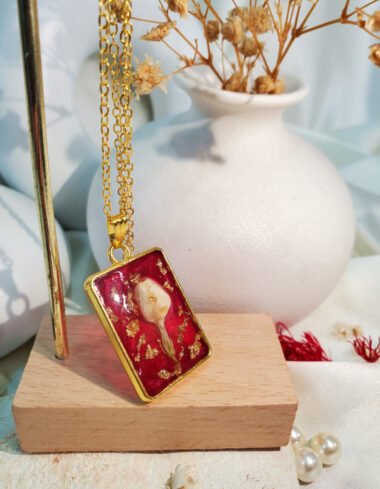 Gul-e-Tabasum Red Floral Pendant with Jasmine