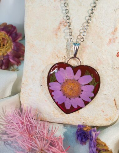 Gul-e-Dil Heartshaped Red Floral Pendant