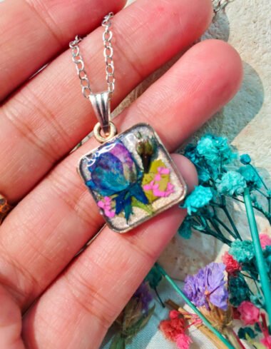 Gul-e-Mahrosh Blue Rose Floral Pendant