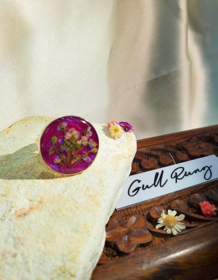 BCH0RJEPR0508 7 Durr‑e‑Gulabi Pink Floral Ring – handmade resin flower ring, view 5