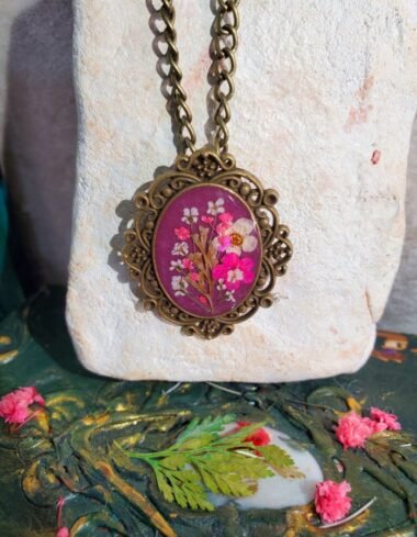 Chaman‑e‑Gulzar Purple Antique Floral Pendant – handmade antique flower pendant, featured view
