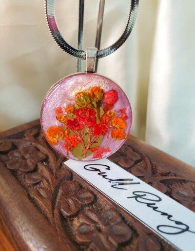 Daira-e-Bahaar Pink Multi Floral Pendant – handmade multi flower pendant, featured view