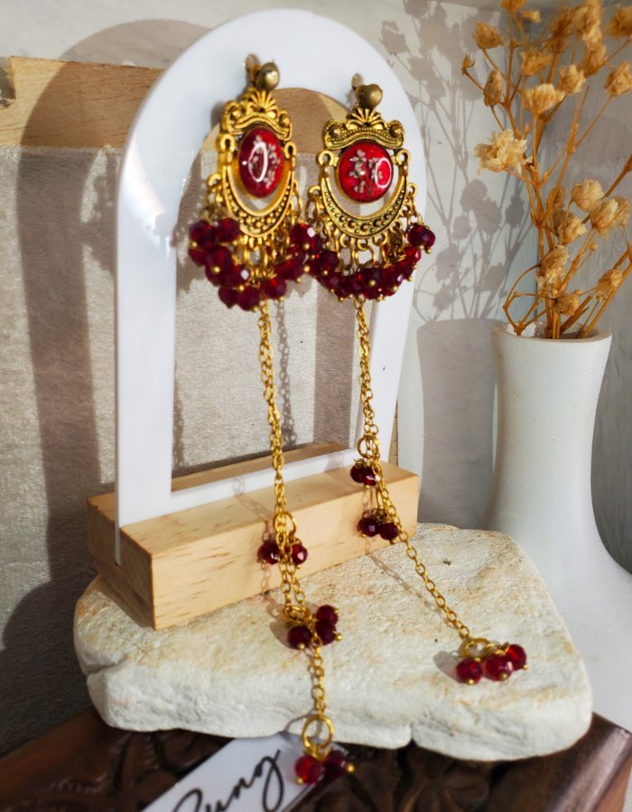 Zar-e-Anjum Red Floral Earrings 3 Zar‑e‑Anjum Red Floral Earrings – handmade resin flower earrings, featured view