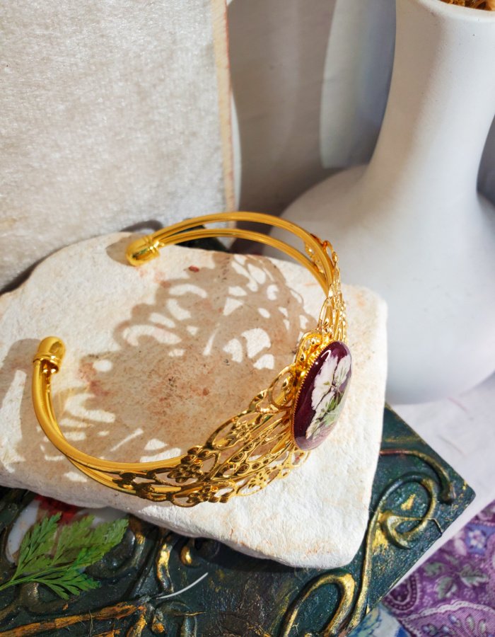 Zar-e-Gulnar Red Floral Bracelet 11 Zar-e-Gulnar Red Floral Bracelet – handmade flower cuff bracelet, view 11