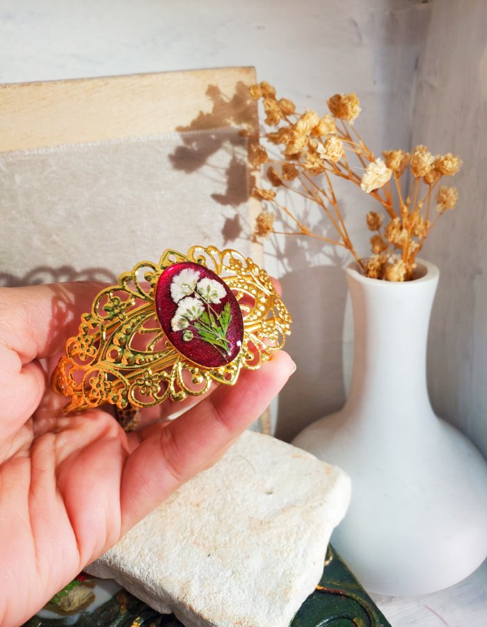 Zar-e-Gulnar Red Floral Bracelet 7 Zar-e-Gulnar Red Floral Bracelet – handmade flower cuff bracelet, view 7