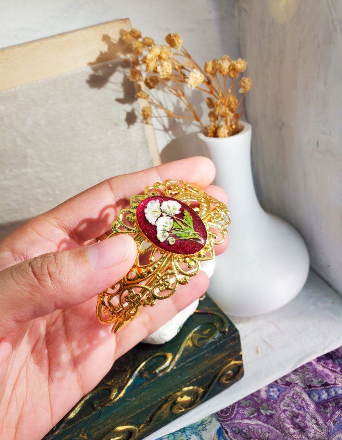Zar-e-Gulnar Red Floral Bracelet 9 Zar-e-Gulnar Red Floral Bracelet – handmade flower cuff bracelet, view 9